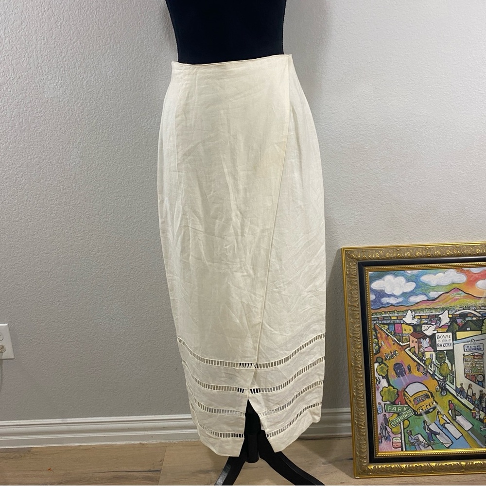 Nina K David Cline Cream Pencil Skirt, Linen
